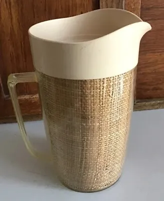 Vintage Neutral Melmac Melamine Raffia Ware Woven Burlap Pitcher No Lid • $15