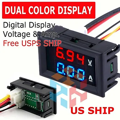 Mini DC 100V 10A Digital Voltmeter Ammeter Blue Red LED Volt Amp Meter Gauge US • $7.49