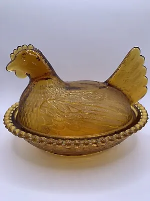Hen On A Nest Amber Glass (2 Pcs) • $18
