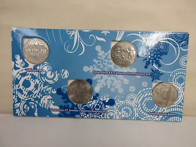 2014 Russia Sochi Olympics Commemorative 4-Coin & 100 Ruble Banknote Set • $43.95