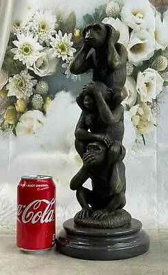The Hear-No See-No Speak-No Evil Monkeys Statue Pure 100% Real Bronze Statue • $174.50