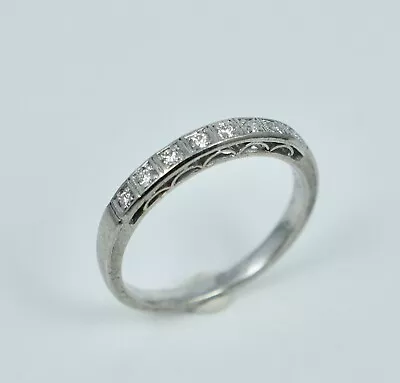 Vintage Platinum Simon G .11 Cttw Diamond Wedding Band Ring Sz 5.75 • $395