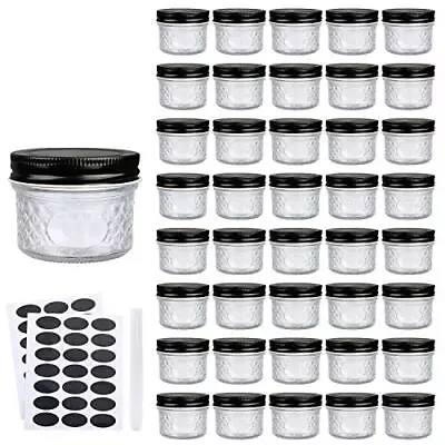 4 Oz Glass Jars With Lids（Black）Small Clear Canning Jars For CaviarHerbJel... • $40.05