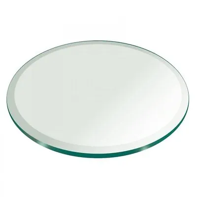 Round Glass Table Top Clear Tempered Glass 3/8  Inch Thick Beveled Polished Edge • $68.39