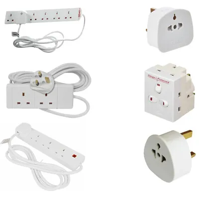 £5.49 • Buy Extension Lead UK Pin Plug And Cable, Surge 2/4/6 Gang Way 2m/4m Power Adapter,