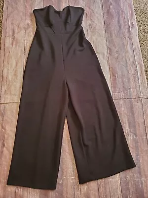 Zara Black Strapless Jumpsuit Crop Wide  Leg Sz Medium  • $16