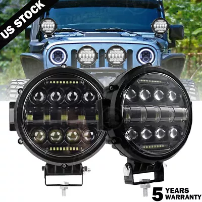 2x Round 6  LED Work Light Bar Spot Offroad SUV ATV DRL Driving Bumper Fog Pods • $69.99