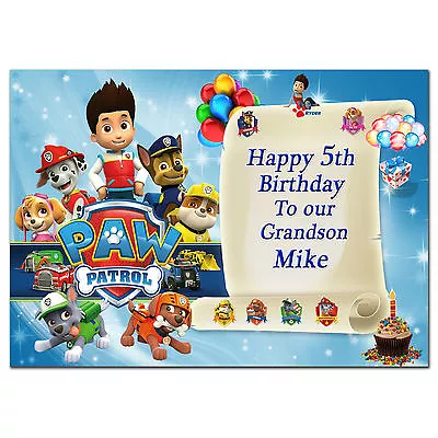 C629 Blue; Large Personalised Birthday Card Custom Made For Any Name; PAW Patrol • £3.99