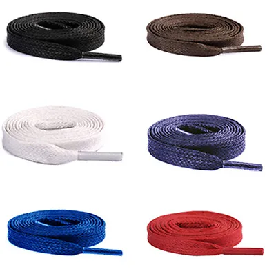 Coloured Flat Waxed Shoe Laces  4 Lengths For Mens Shoes Boots Trainers • £2.69