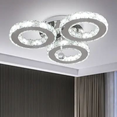 Ceiling Lights Living Dinning Room Bedroom LED Chandelier Crystal Pendant Lamps • £39.99