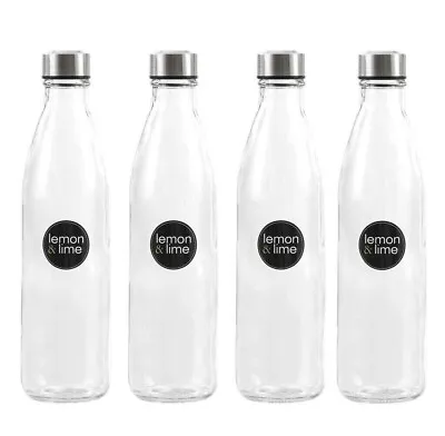 4x Large Glass Water Sports Bottle Juice Milk Beverage 1L Screw Top - 1000ml • $29.95