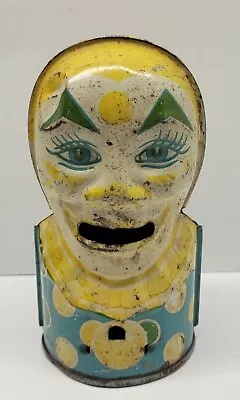 VINTAGE 1950's J Chein Tin Litho Clown Bank  ~ As Is • $19.99