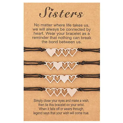 3Pcs/4PCS Matching Heart Sister Bracelet Best Friend BFF Long Distance Bracelets • $10.99
