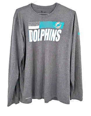 Miami Dolphins Team Issued Grey Dri-fit Long Sleeve Detailed Logo Shirt 3xl New • $22