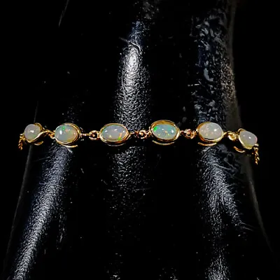Natural Gemstones Opal Bracelet 925 Sterling Silver  7 /BR10426 • $23.99