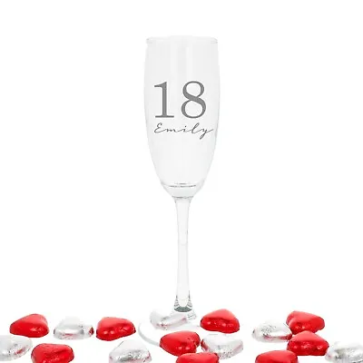 Personalised Engraved Glass Champagne Flute ANY Birthday Gift 18th 21st 30 40th • £15.99