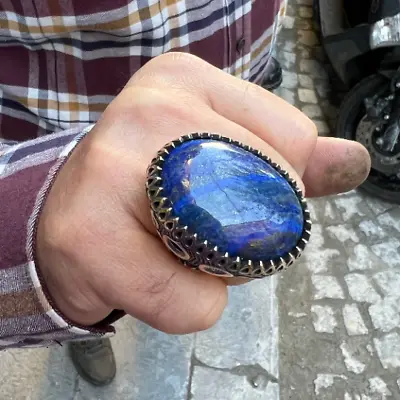 Silver Lapis Lazuli Ring Ottoman Style Large Tulip Lapis Ring  Blue Ring • $157