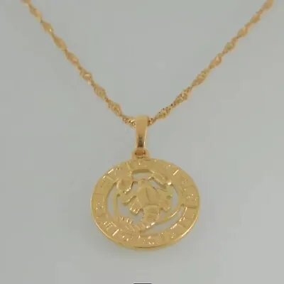 24K Yellow Gold Plated 12 Constellations 18” Zodiac Necklace Pendant Hangs 1.14” • £11.99