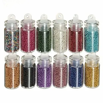 £3.95 • Buy 12 Mini Caviar Beads Nail Art Bottles False Nail Scrapbooking Crafts Nail Tips