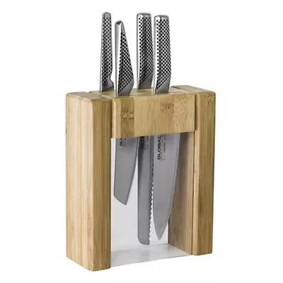 5pc Global Teikoku Knife Block Professional Stainless Steel Knives/Cutlery • $395.95