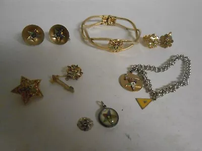Vtg Order Of The Eastern Star Masonic Pin Brooch Earrings Bracelet Jewelry Lot • $31.45