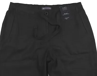 £17.99 • Buy New M&S Womens Marks And Spencer Black Peg Leg Linen Trousers Size 22 16 14 12
