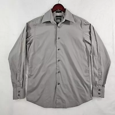 J Ferrar Mens Stretch Poplin Dress Shirt Long Sleeve Modern Fit Gray  15.5 34/35 • $16