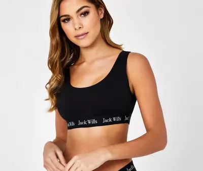 £12.99 • Buy Jack Wills Carter Crop Bralette Womens Black Size UK 8 #REF167