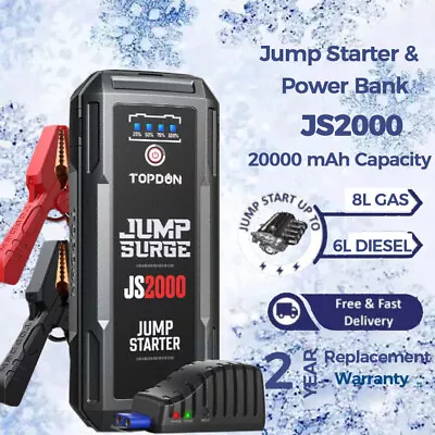 TOPDON JS2000 Jump Starter 16000mAh Lithium-ion Car Battery Booster Power Bank • $129.99