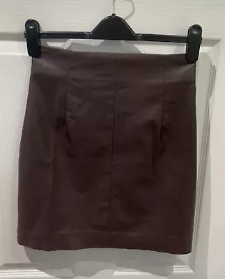 H&M Brown Faux Leather Skirt Size UK 8 • £4