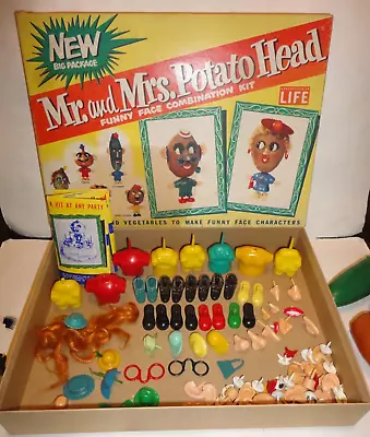 Vintage Rare Mr & Mrs Potato Head Funny Face Combo Kit Hassenfeld Brothers 1950s • $40
