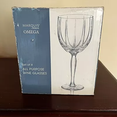 Marquis By Waterford Omega Set Of 4 All-Purpose Wine Glasses With Box • $59.99