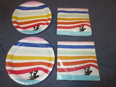 Rainbow MICKEY MOUSE 2 Packs 10 Snack Paper Plates 2 Packs 20 Napkins - New • $7.50
