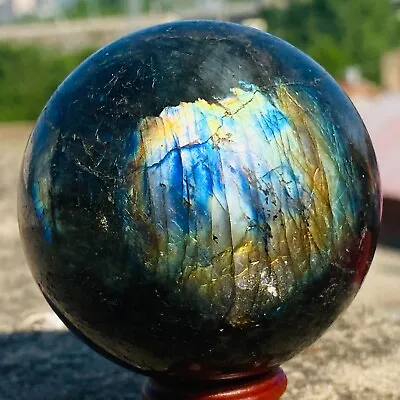 0.92LB Natural Labradorite Ball Rainbow Quartz Crystal Sphere Gem Reiki Healing • $3.25