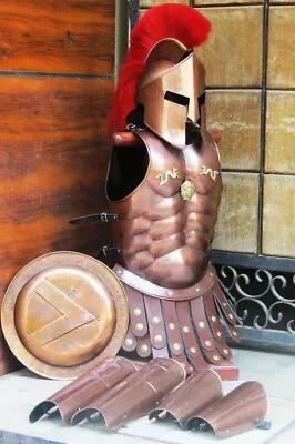 Medieval 300 Spartan Helmet Copper Muscle Armor Set Leg & Arm Guard Halloween • $299