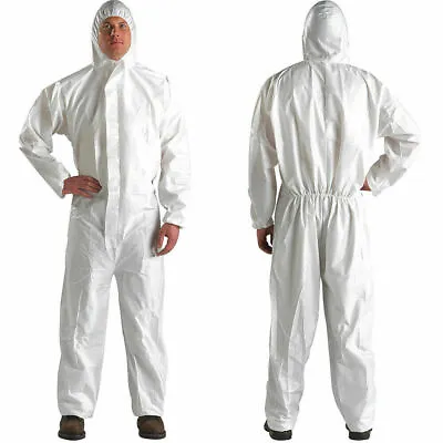 £5.99 • Buy Disposable Coveralls White Hood Paper Suit Painters Protective Overalls Suit UK