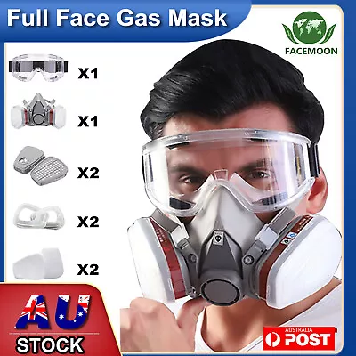 8 IN 1 Full Face6200  Gas Mask Respirator+Goggles Spray Painting Safety Reusable • $23.89