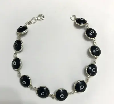 $0.99 • Buy Black Evil Eye Bracelet Turkish Sterling Silver Luckyeye Beads Gift For Her