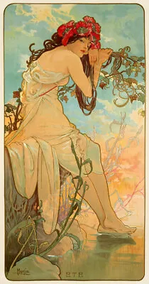 Summer - Été 1896 Alphonse Mucha Art Nouveau Poster Giclee Canvas Print 14x26 • $39