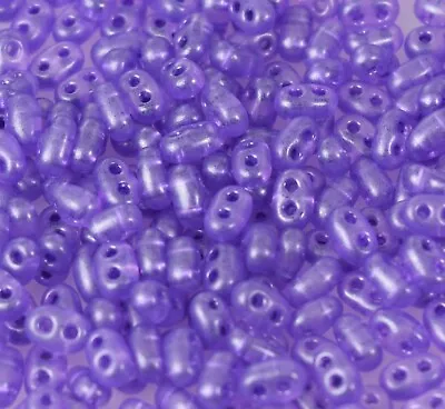$4.27 • Buy Twin 2 Hole Czech Glass Seed Beads   TERRA PEARL TRANS LILAC   50 Grams