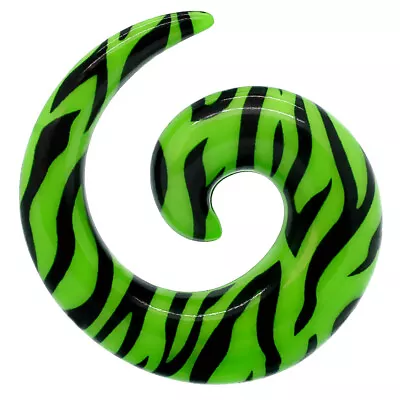 Expander Spiral Zebra Green Black Ear Taper Piercing Animal Print Set Or Single • £3.97