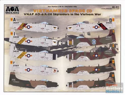 AOA48011 1:48 AOA Decals - VNAF AD-6 / A-1H Skyraiders In The Vietnam War • $25.34