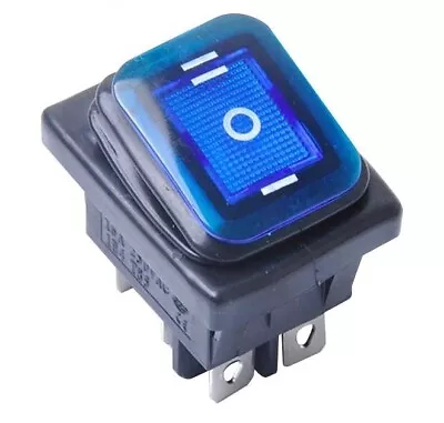 Waterproof 3-Position Rocker Switch Blue LED ON/OFF/ON 6-Pin DPDT AC 10A/250V • $7.45