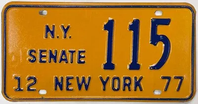 New York 1977 State Senate License Plate Political 115 Unused New Old Stock • $29.95