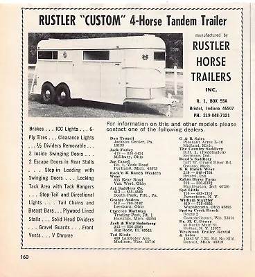 Rustler Custom 4-Horse Trailer Western Cowboy Style Vintage Magazine Print Ad • $12.95