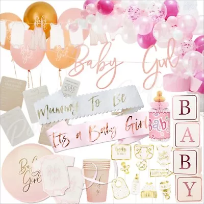 Pink Girl Baby Shower Decorations Tableware Props Gender Reveal Party Supplies • £3.30