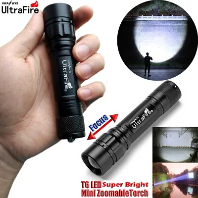 Super Bright Tactical Zoom Flashlight 20000LM LED 18650 Police Mini Torch • £5.70