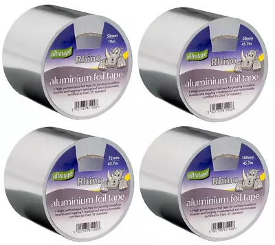 Aluminium Foil Tape Rolls 50/100mm X 10/45m Silver Self Adhesive Heat Insulation • £7.49