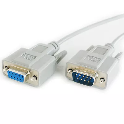 3m 9 Way RS232 Male To Female Null Modem Extension Cable Lead Serial Pin DB9 • £9.49