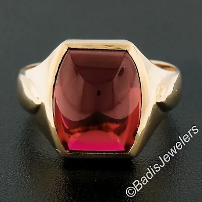 Men's 14k Gold Cabochon Custom Cut Red Stone Bezel Solitaire Cocktail Ring • $399.20